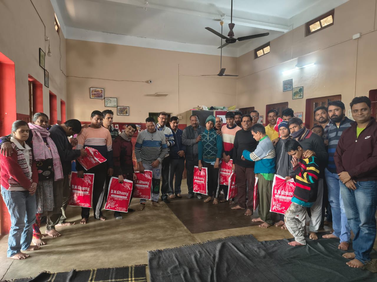 Volunteers at a charity drive