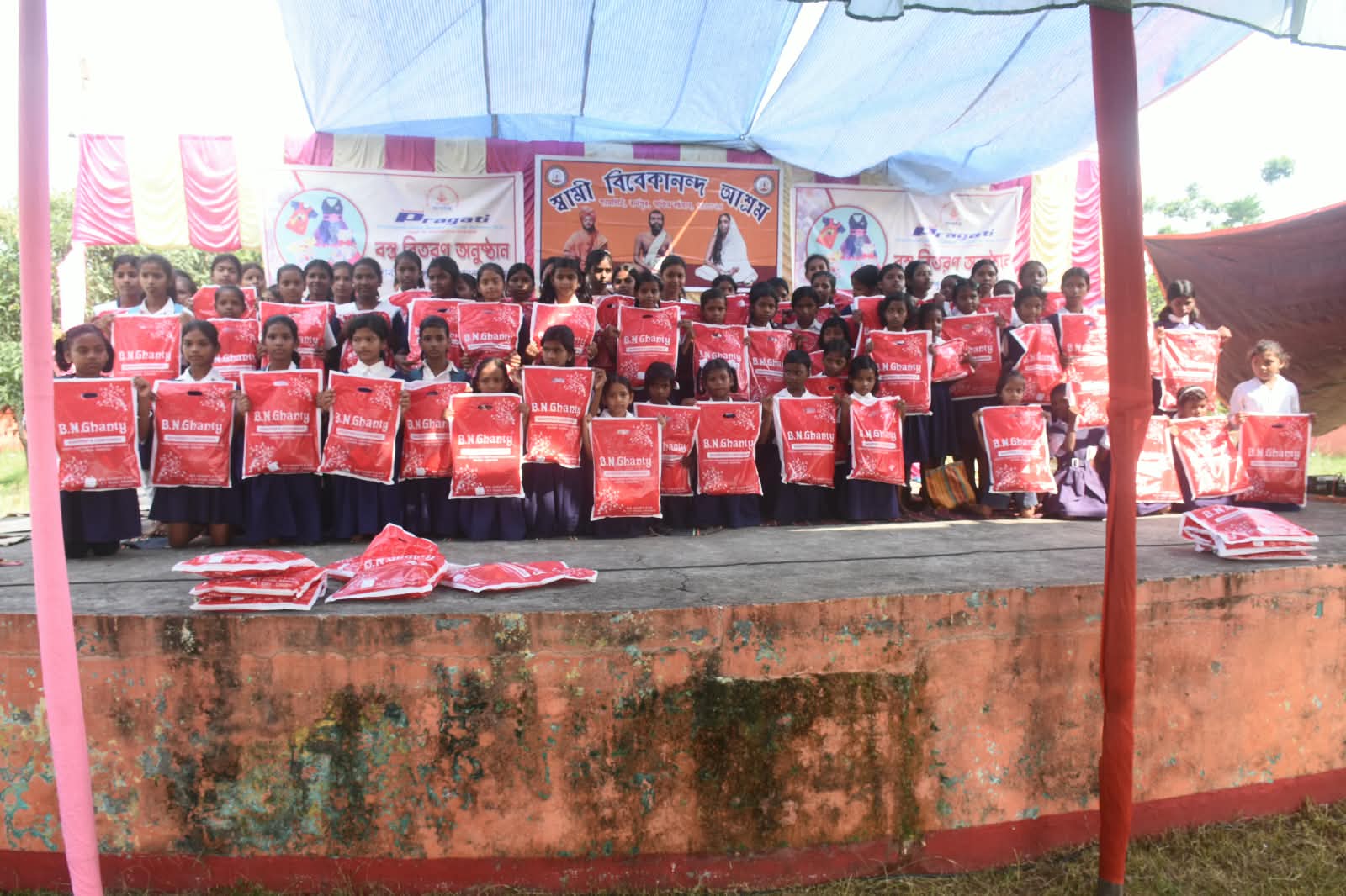 Volunteers at a charity drive