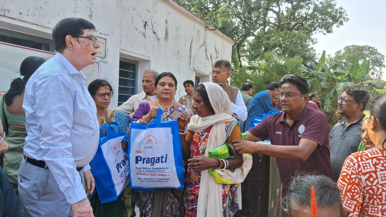 Volunteers at a charity drive