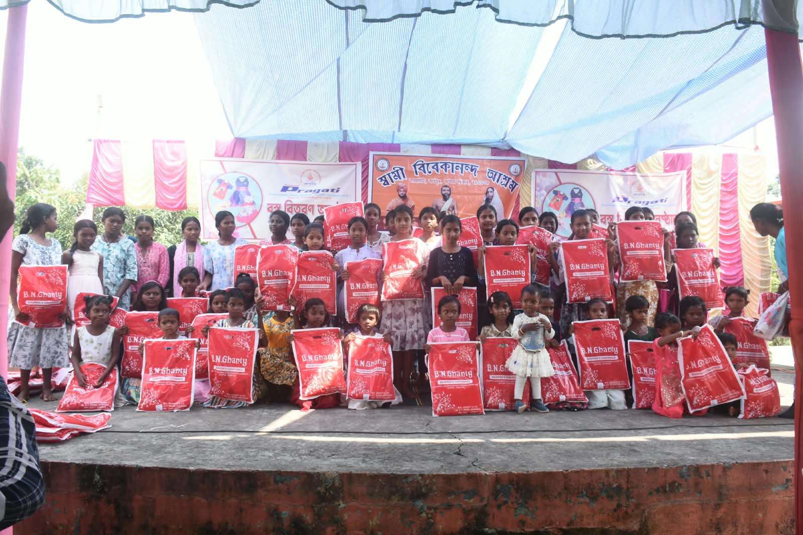 Volunteers at a charity drive