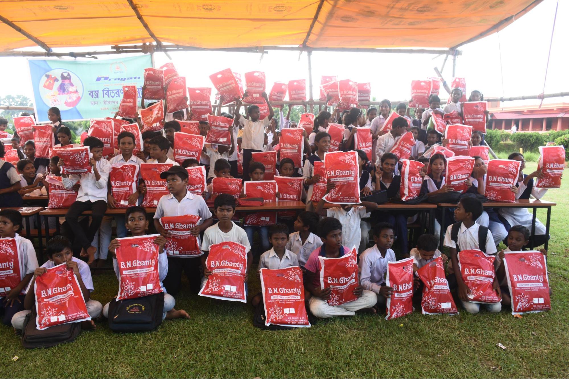 Volunteers at a charity drive